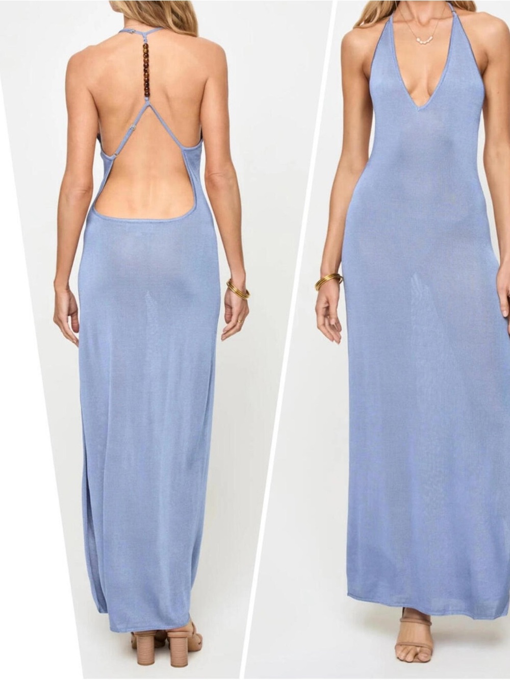 l*space Light Blue Halter Maxi Coverup Dress